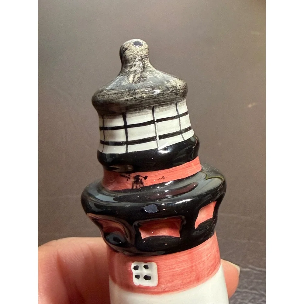 Vintage Lighthouse Salt and Pepper Shakers Ceramic Nautical Beach Decor Set